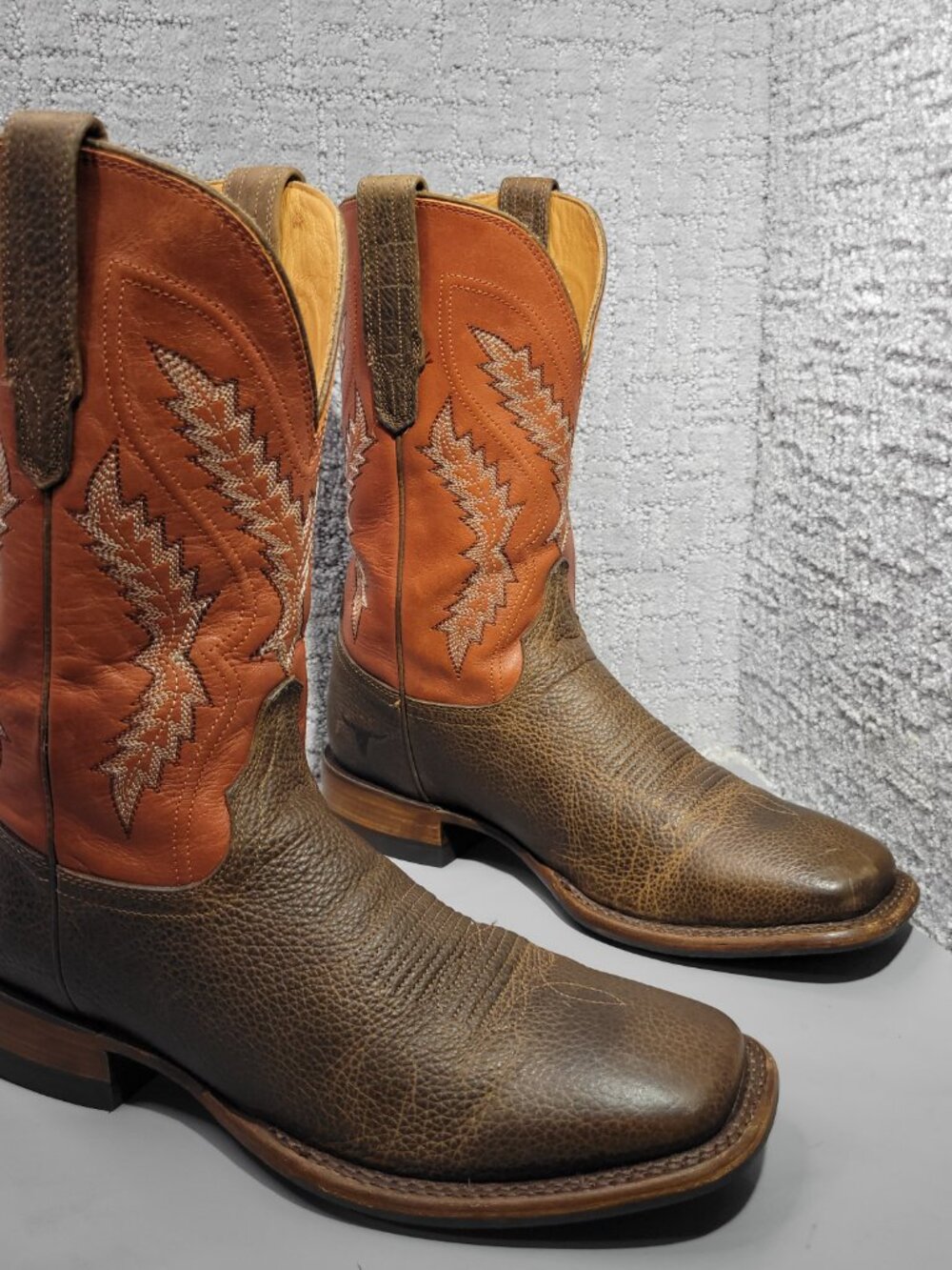 Tecovas The Doc Frontier Men's Size 11.5D Dark Chestnut & Rust Orange Boots - Picture 7 of 14